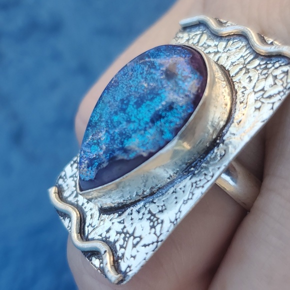 New Dichroic Glass 925 Silver Ring. - Picture 3 of 16